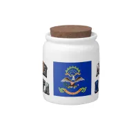 North Dakota Picture Text & State Flag Candy Jar