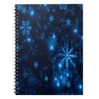 Deep Blue & Bright Snowflakes Spiral Notebook