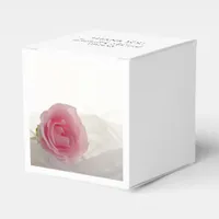 Pink Rose on White Wedding Favor Boxes