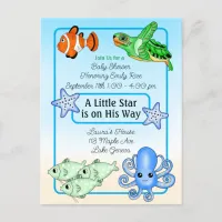 Under the Sea | Baby Sea Creatures Baby Shower Postcard