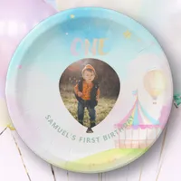 Sweet pastel onederland watercolor 1st Birthday Paper Plates