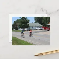 Two Bicycle Riders in Burlington, Iowa Postcard