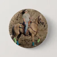 Palomino Rodeo Horse Warmup Grunge Pinback Button