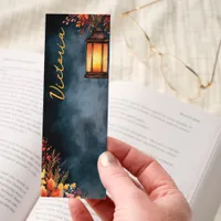 Dark Academia Lantern Floral Personalized Bookmarks