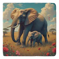 A Sweet Sentimental Mama and Baby Elephant Trivet