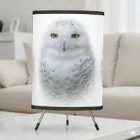 Beautiful, Dreamy and Serene Snowy Owl Tripod Lamp