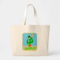 Summer Love Cactus Cartoon Fun Seasonal Slogan Large Tote Bag