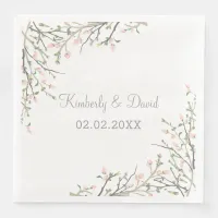 Blooming Blush Floral Wedding Paper Dinner Napkins