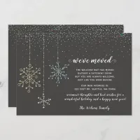 Gold Silver Snowflakes We've Moved Holiday Cards