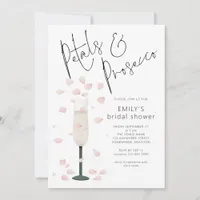 Minimalist Petals and Prosecco Bridal Shower Invitation