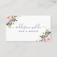 Blush Pink Purple Floral Elegant Watercolor Business Card