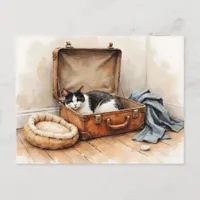 Funny Change of Address from Black and White Cat Postcard