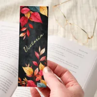 Dark Academia Dark Leaves Personalized Bookmarks