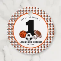 1 Ball Sports Theme Boy’s 1st Birthday Favor Tags