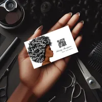 African American Hairdresser QR Code Business Card