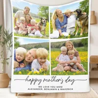 Happy Mothers Day Personalized 4 Photo Collage Mom Fleece Blanket