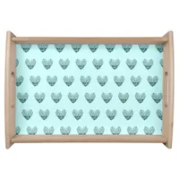 Charming heart pattern in mint green  serving tray