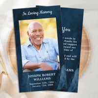 Modern Blue Marble Memorial Funeral Thank You Note Card