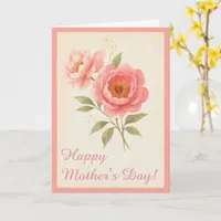 Nostalgic Vintage Pink Roses Mother's Day Card