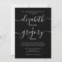 Black and White Handwritten Calligraphy Wedding Invitation