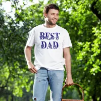 Best Dad American Flag Blue Text T-Shirt