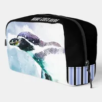 Cute Penguin Black and Blue Watercolor Travel Dopp Kit