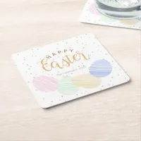 Happy Easter Pastel Eggs Coaster – Custom Square