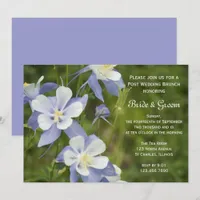 Blue Columbine Flowers Post Wedding Brunch Invitation