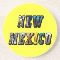 New Mexico Picture Text Sandstone Coaster