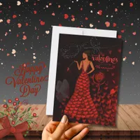  Woman in Red Dress  Valentines Day Card