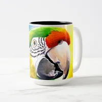 Cute AI Generated Parrot Close Up Two-Tone Coffee Mug