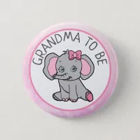 Pink Elephant Themed Grandma to Be Baby Shower Button