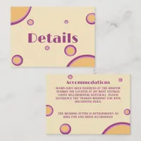 Retro 70s Circle Purple Orange Wedding Detail Enclosure Card