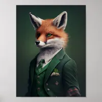 Red Fox in a Green St. Patrick's Day Suit Poster