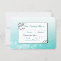 Teal Bubbles Wedding RSVP card