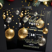 Silver and Gold Ornaments Christmas Holiday Party Invitation