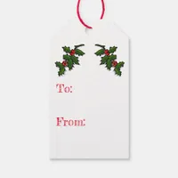 Gift Tag - Holly Leaves and Berries