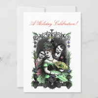 Under the Mistletoe Vintage Holiday Invitation