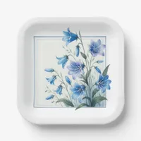 Bluebells floral flower Wedding Paper Plates