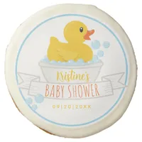 Rubber Duck Baby Shower Sugar Cookie – Blue Bubble