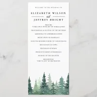 Rustic Watercolor Pine Forest Winter Wedding  Program