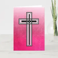 Pink Easter Religious Cross and Quote Card