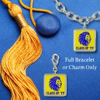 Lion Mascot Yellow and Blue Graduate  Charm