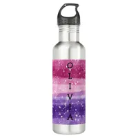 Personalized Purple and Pink Speckled    Stainless Steel Water Bottle