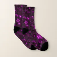 Deep Purple Bright Snowflakes All-Over-Print Socks