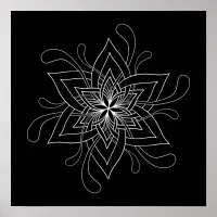 Black Background Mandala Adult Coloring Poster