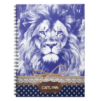 Lions Vintage Pen Illustration Rustic Custom Notebook