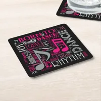 Born to Dance Pink ID277 Square Paper Coaster