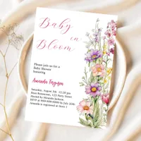 Baby in bloom floral pink purple Baby Shower Invitation