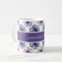 Floral Watercolor Pattern Lavender and Blue Coffee Mug